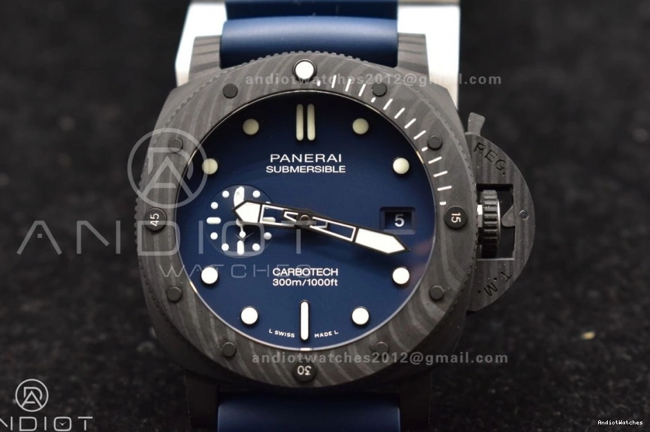 Dial W 439 Trendsetting P Best Carbotech SBF Blue 1:1 Blue Rubber Edition Strap PAM1232 on 0124